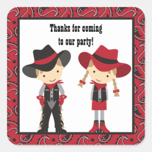 Adesivo Quadrado Cowboy e Cowgirl Stickers