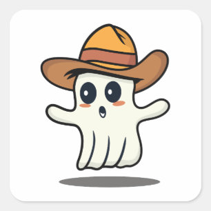 Adesivo Quadrado Cowboy Hat Ghost
