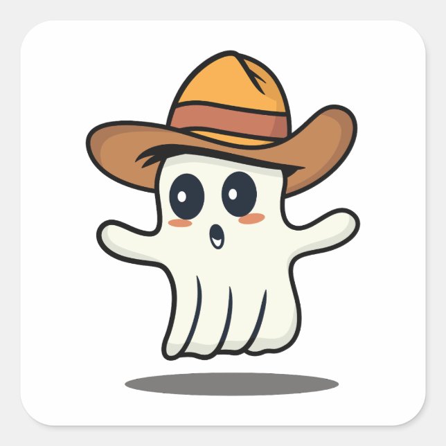 Adesivo Quadrado Cowboy Hat Ghost (Frente)