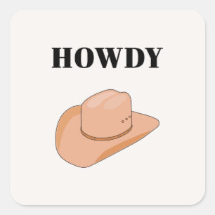 Adesivo Quadrado Cowboy Hat Howdy Earthy Boho Beige