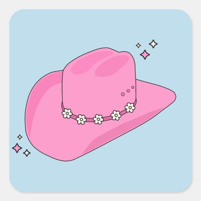 Adesivo Quadrado Cowboy Hoppy Pink E Azul (Frente)