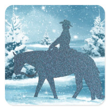 Cowboy Ocidental Cowgirl Horse Winter Scense
