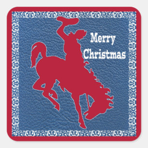 Adesivo Quadrado Cowboy Ocidental Rodeo Bronc Rider Faux Leather
