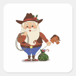 Adesivo Quadrado Cowboy Papai Noel