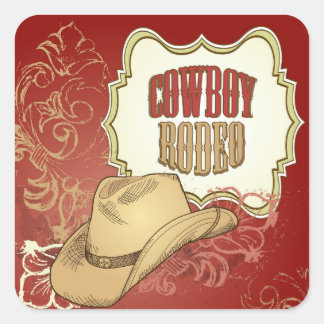 Adesivo Quadrado Cowboy Rodeo Stickers