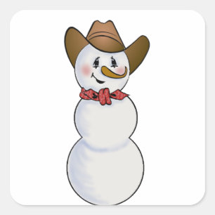 Adesivo Quadrado Cowboy Snowman com Red Bandana