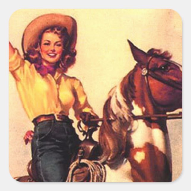Adesivo Quadrado Cowgirl (Frente)