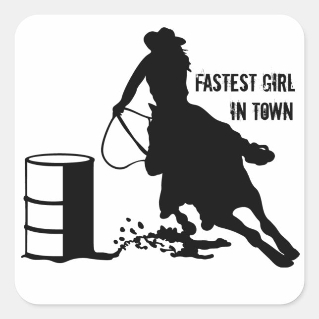 Adesivo Quadrado Cowgirl Barrel Racer Rodeo Glossy Sticker (Frente)