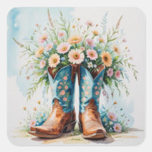 Cowgirl Boots Buquê Stickers | Tema Ocidental