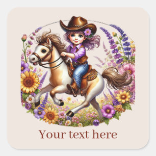 Adesivo Quadrado Cowgirl Cole adiciona texto