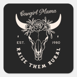 Adesivo Quadrado Cowgirl country mãe estética ocidental cita preto
