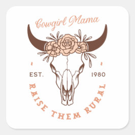 Adesivo Quadrado CowGirl mama country sahm criá-los