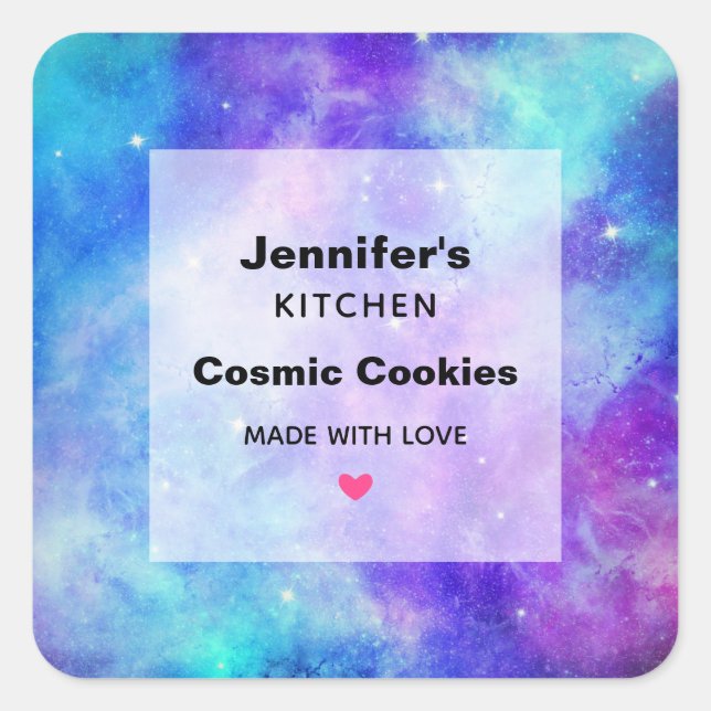Adesivo Quadrado Cozinha Abstrato de espaço para galáxias roxas e a (Frente)
