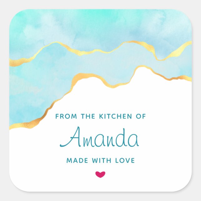 Adesivo Quadrado Cozinha de fronteira Dourada e verde tropical tran (Frente)