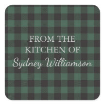 Cozinha de Xadrez de Tartan Preto Verde Personaliz