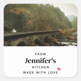 Adesivo Quadrado Cozinha Floresta de outono e Paisagem Fluvial