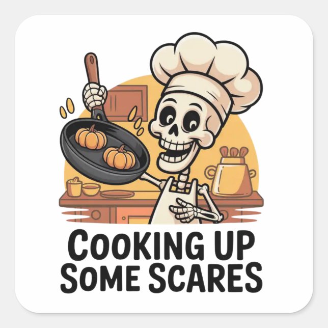 Adesivo Quadrado Cozinhar Alguns Autocolantes (Frente)