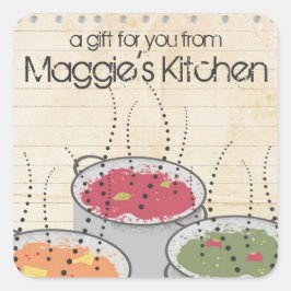 Adesivo Quadrado cozinhar chique a vapor aroma molho pote