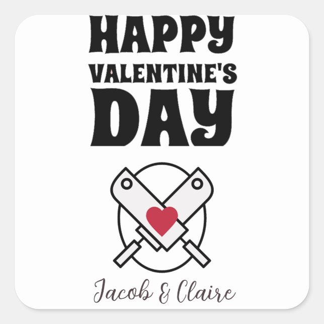 Adesivo Quadrado cozinhar, Feliz Dia dos Namorados personalize o no (Frente)