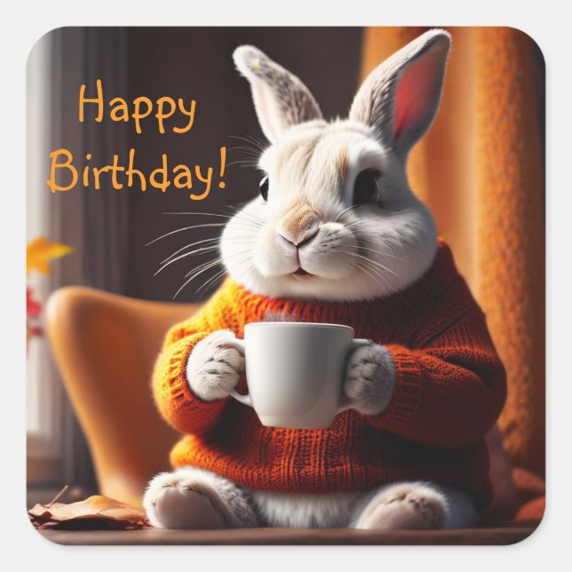 Adesivo Quadrado Cozy Bunny (Frente)