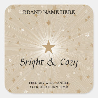 Adesivo Quadrado Cozy Candle Label – Bright & Warm Design