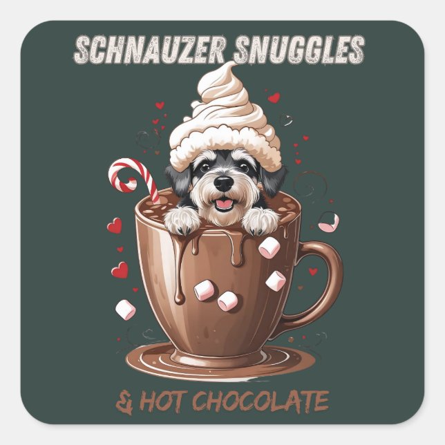 Adesivo Quadrado Cozy Cocoa & Schnauzer Stickers – Winter Party Edi (Frente)