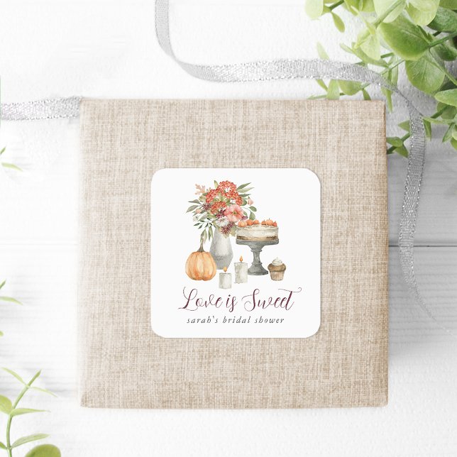 Adesivo Quadrado Cozy Fall Abóbora "O Amor é Doce" (Criador carregado)