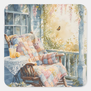 Adesivo Quadrado Cozy Porch com Quilt e Lemonade Charm