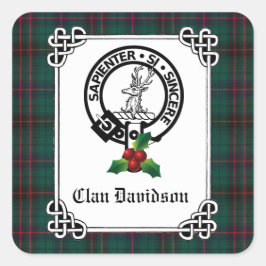 Adesivo Quadrado Crachá Clan Davidson Crest e Feriado Tartan