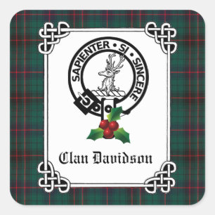 Adesivo Quadrado Crachá Clan Davidson Crest e Feriado Tartan