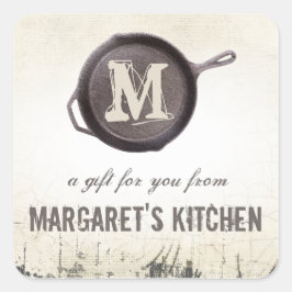 Adesivo Quadrado crachá de brinde de ferro fundido, fritura, panela