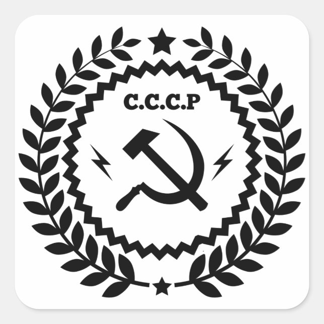 Adesivo Quadrado Crachá de Falsificação de Martelo do CCCP Comunist (Frente)