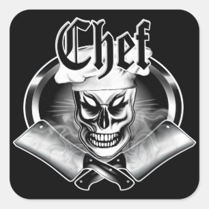 Adesivo Quadrado Crânio 4 do cozinheiro chefe
