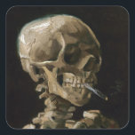 Adesivo Quadrado Crânio com cigarro queimado Vincent van Gogh Art<br><div class="desc">Vincent van Gogh (neerlandês, 1853-1890) Skull of a Skeleton with Burning Cigarette, 1885-86, Oil on canvas Unframed: 32 cm × 24, 5 cm (13 pol. × 9, 6 pol.) Trabalhos preparatórios de Vincent van Gogh. Essa pequena pintura faz parte da coleção permanente do Museu Van Gogh, em Amsterdã. Foi pintado...</div>