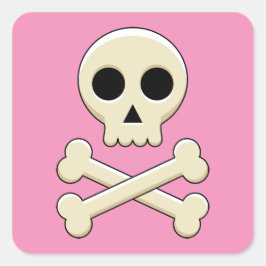 Adesivo Quadrado Crânio com Ossos