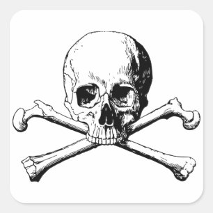 Adesivo Quadrado Crânio de Crossbones