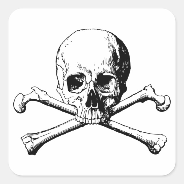 Adesivo Quadrado Crânio de Crossbones (Frente)
