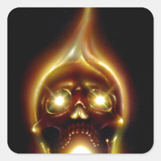 Adesivo Quadrado Crânio de Flaming
