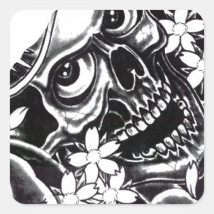Adesivo Quadrado Crânio de tatuagem