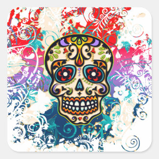 Adesivo Quadrado Crânio do Açúcar, México, Dias de los Muertos
