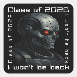 Adesivo Quadrado Crânio do Exterminador Turma de Formatura de 2026
