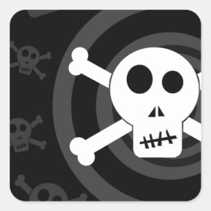 Adesivo Quadrado Crânio e Crossbones