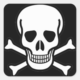 Adesivo Quadrado Crânio e ossos cruzados