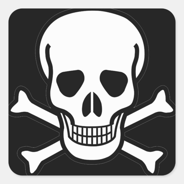 Adesivo Quadrado Crânio e ossos cruzados (Frente)