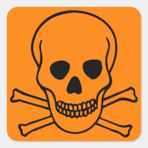 Adesivo Quadrado Crânio e ossos cruzados