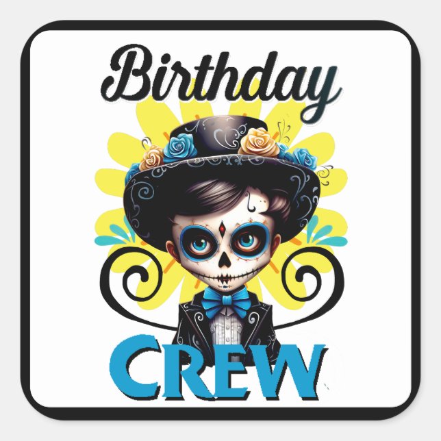 Adesivo Quadrado Crânio em Açúcar (Frente)