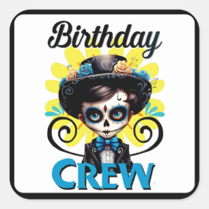 Adesivo Quadrado Crânio em Açúcar