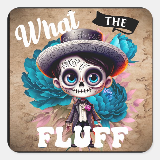 Adesivo Quadrado Crânio em Açúcar (Frente)