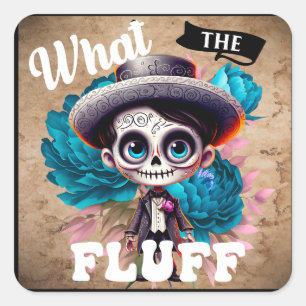 Adesivo Quadrado Crânio em Açúcar