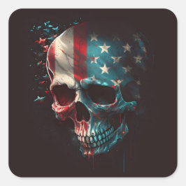Adesivo Quadrado Crânio patriótico
